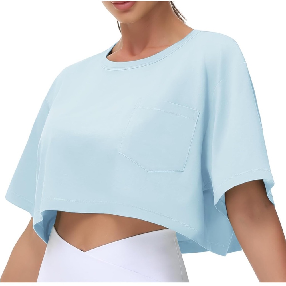 The Gym People | Women's Oversized Workout Crop Top Short Sleeve T-Shirt